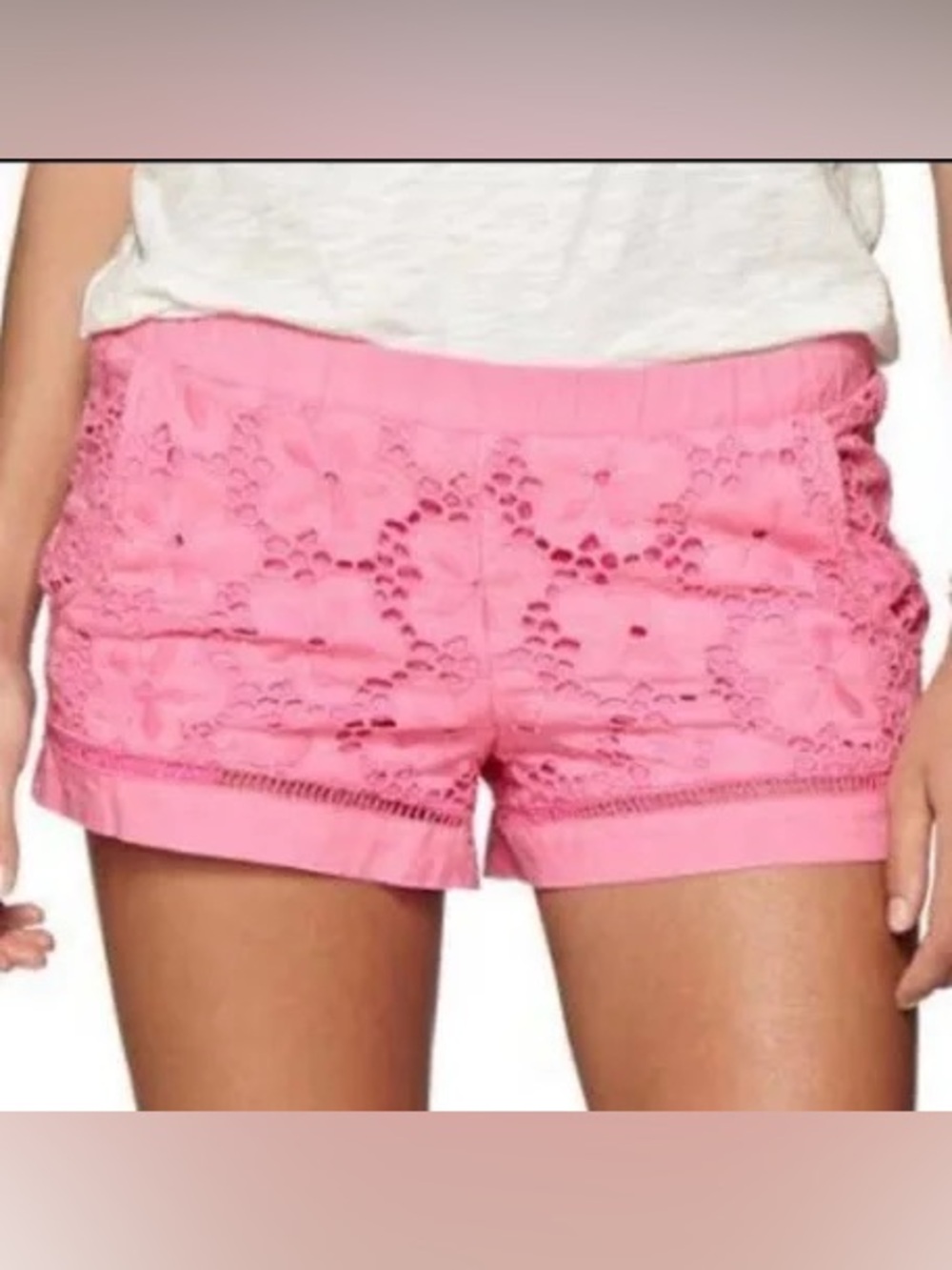 Lilly Pulitzer Wixson Charleston Pink Eyelet Lace Shorts size small